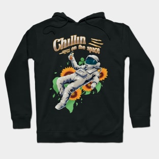 Astronaut Chillin in outer space on sunflowers Hoodie